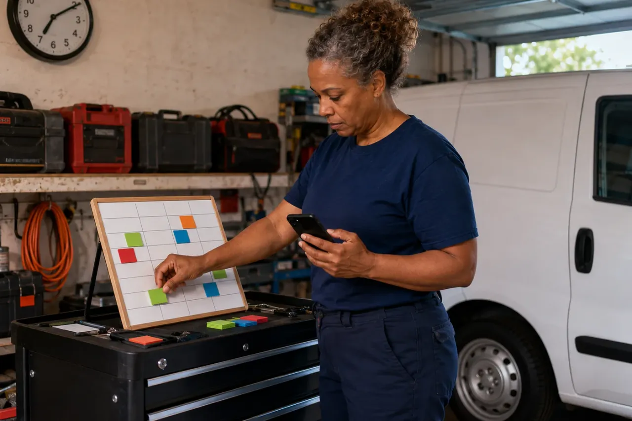 A solo contractor using job scheduling software