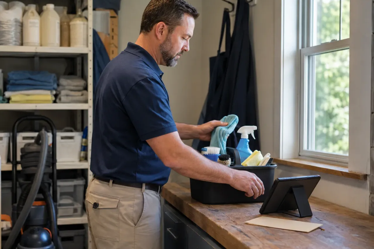 A solo contractor reviewing online booking