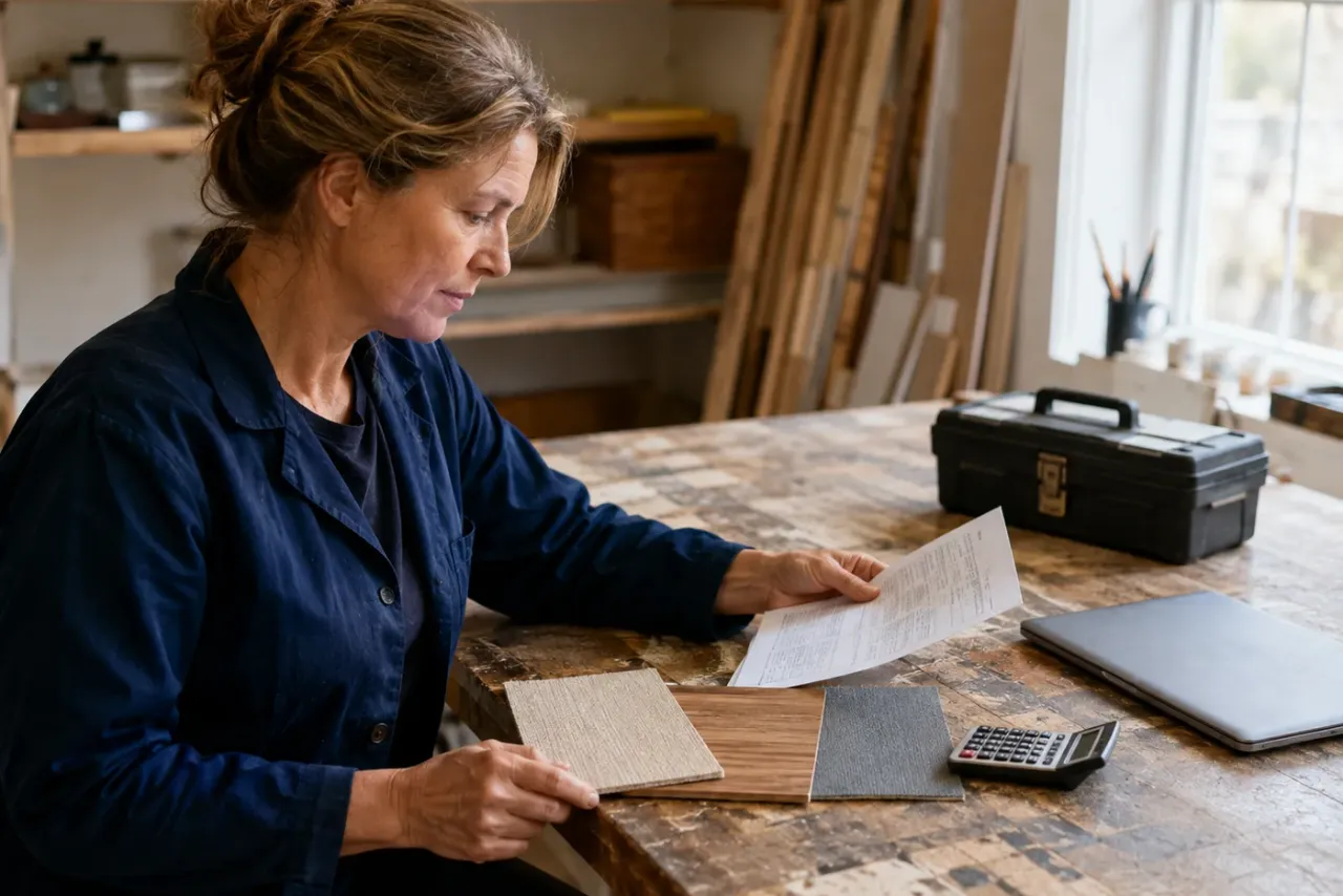 A solo contractor reviewing quotes and estimates