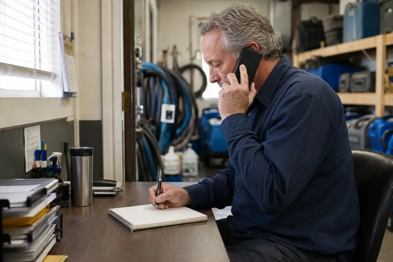 A solo contractor reviewing reviews and feedback