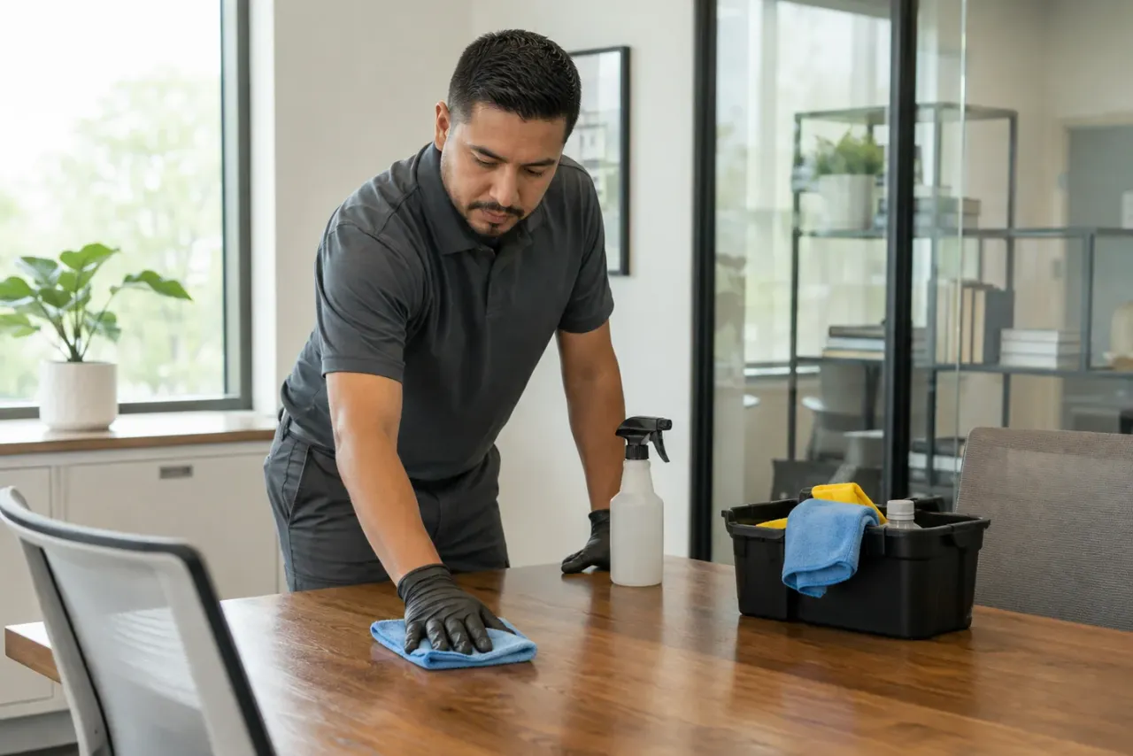 An independent cleaner at work