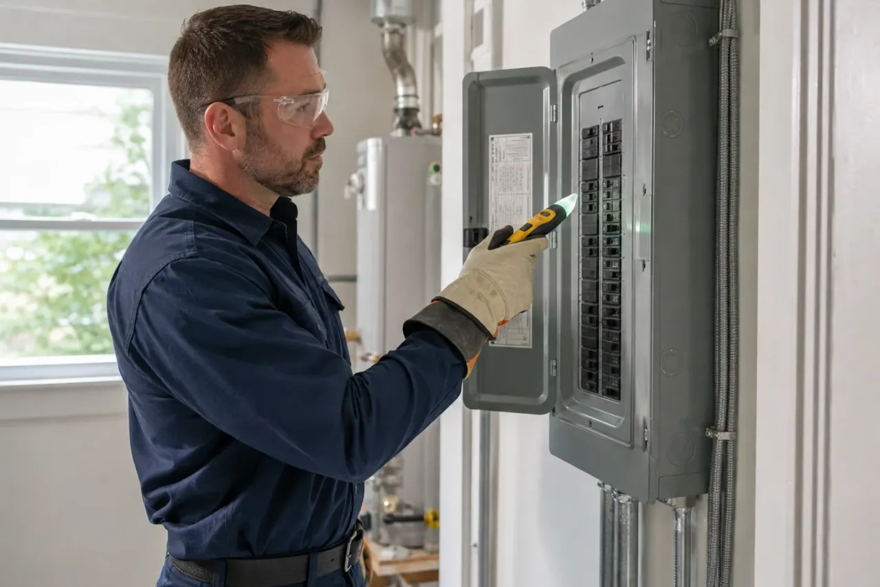 An independent electrician at work