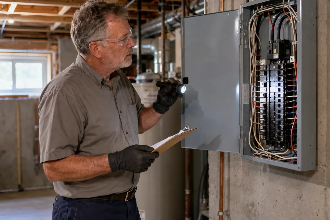 An independent home inspector at work