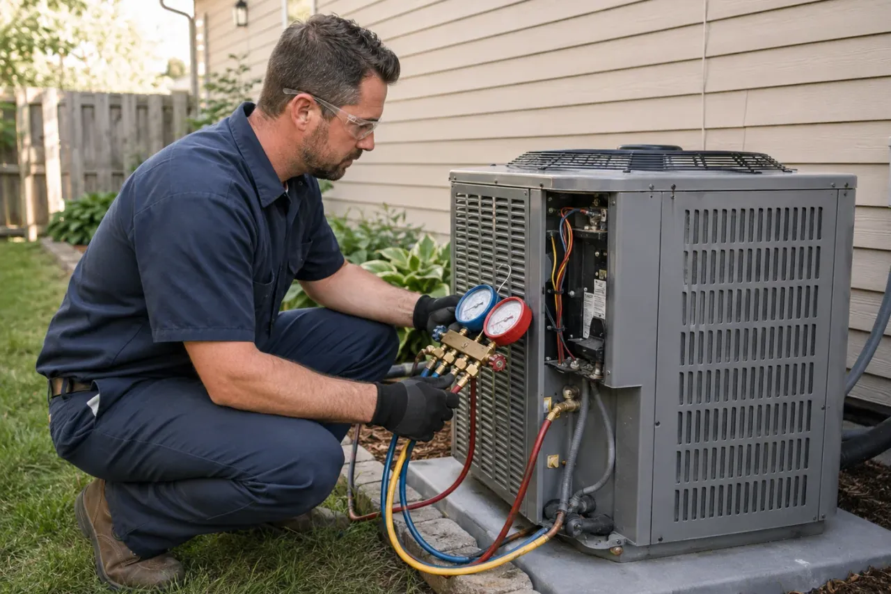 An independent HVAC contractor at work