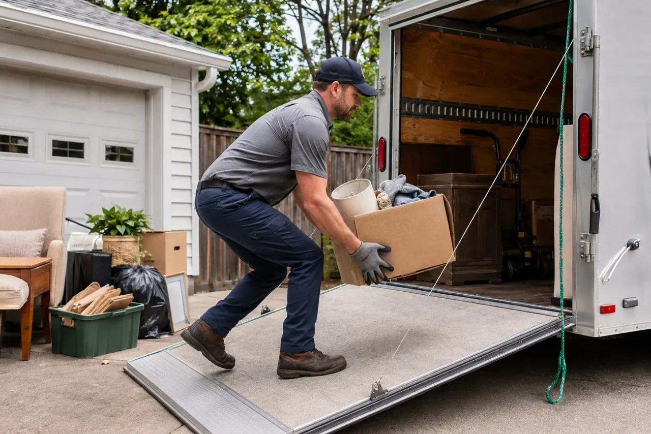 An independent junk removal professional at work