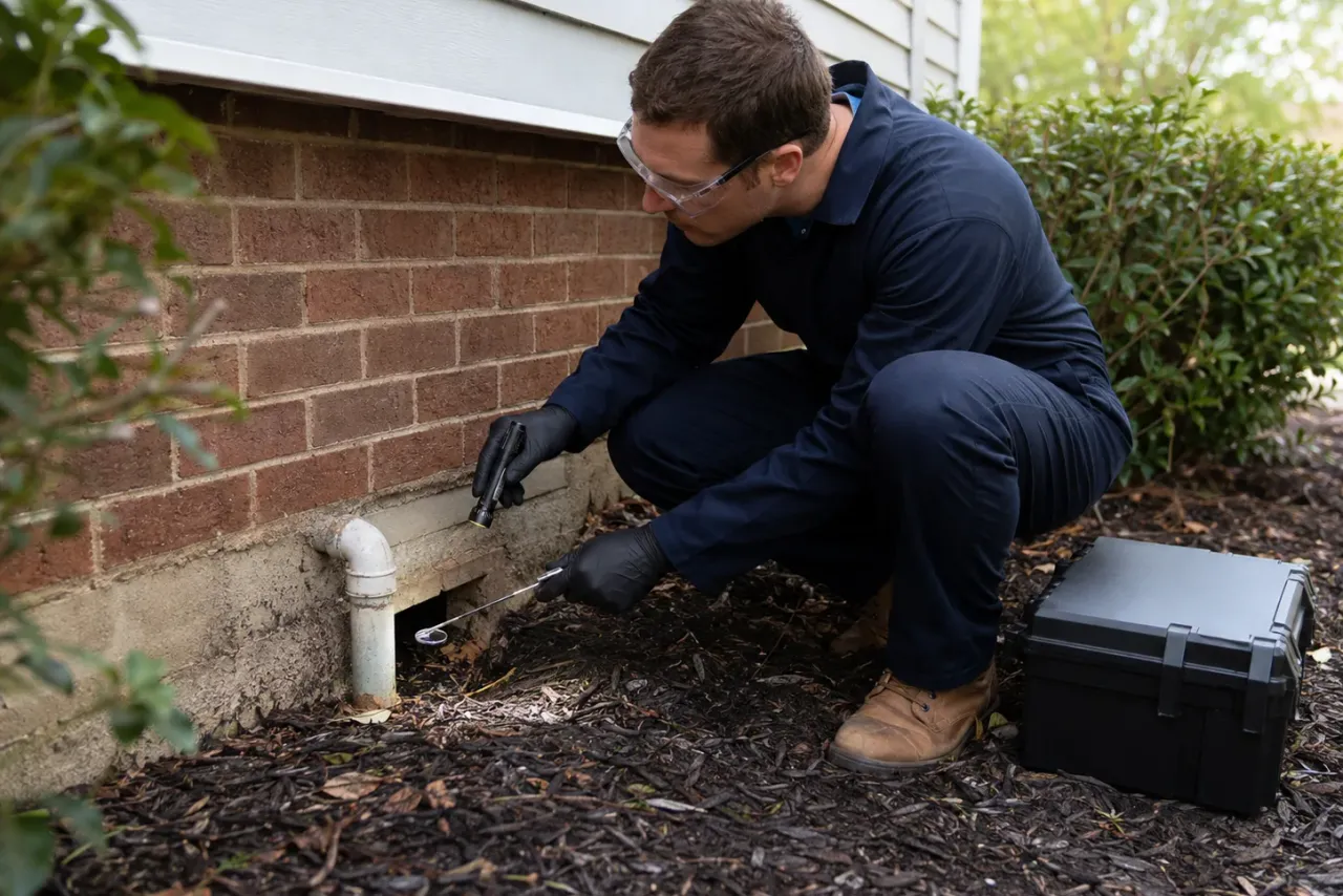 An independent pest control professional at work