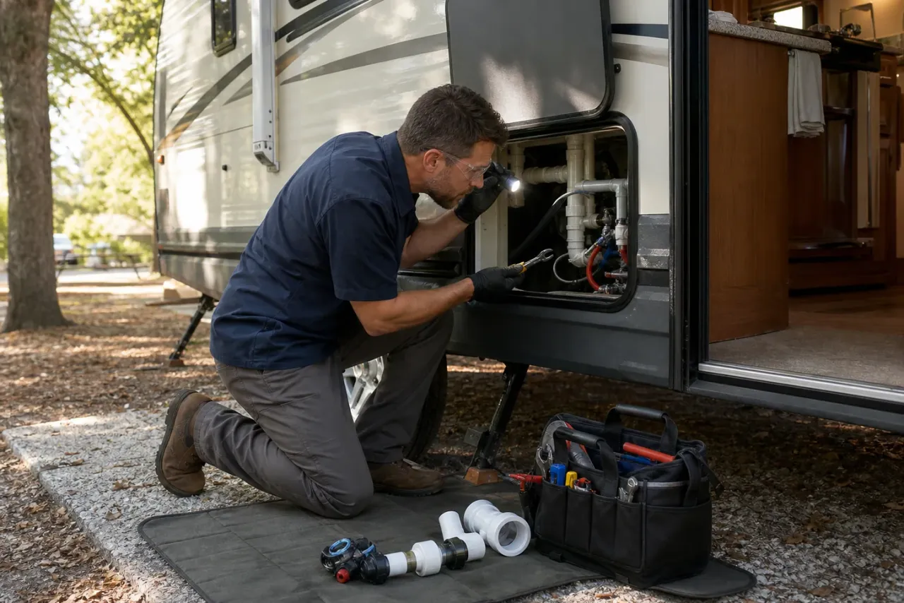 An independent RV repair technician at work