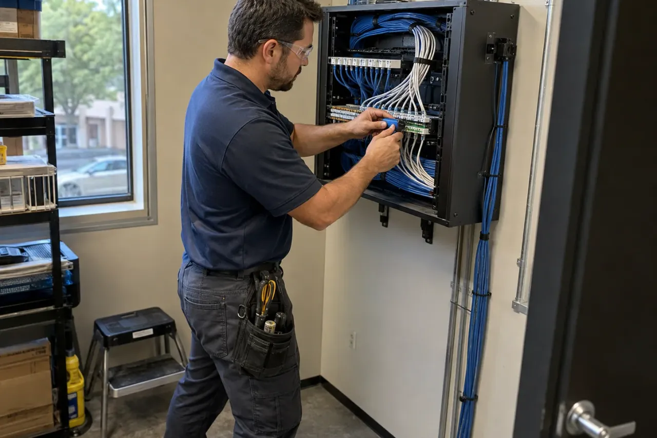 An independent security and low-voltage installer at work