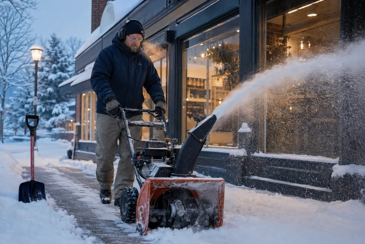An independent snow removal professional at work