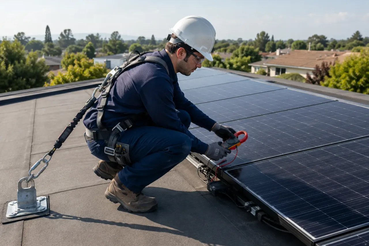 An independent solar service contractor at work
