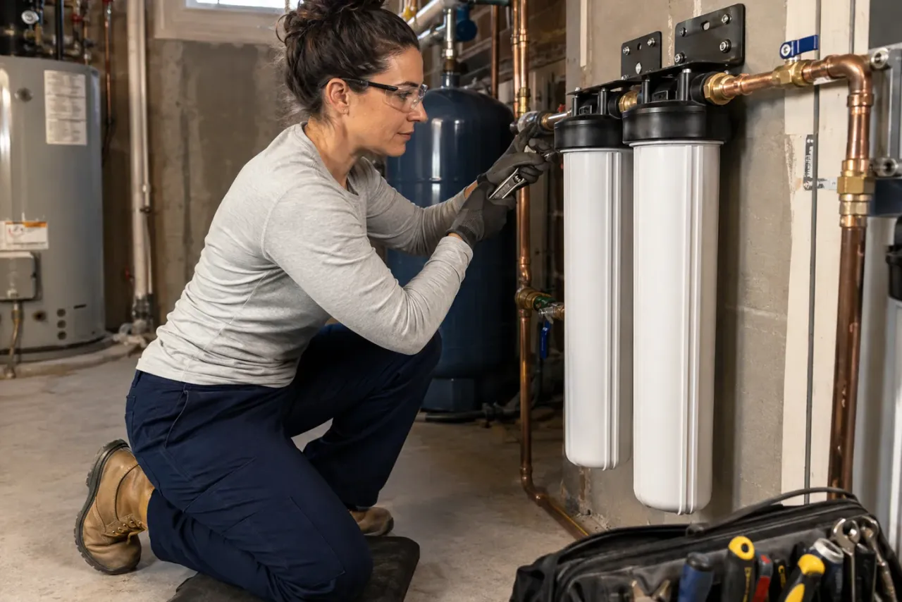 An independent water treatment professional at work