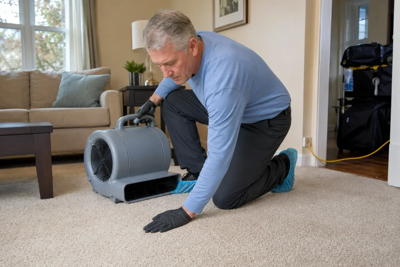 An independent carpet cleaning professional reviewing job details