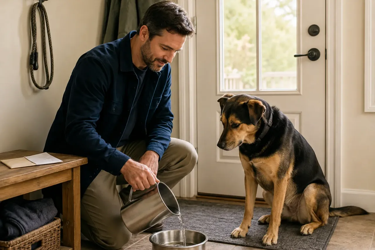 An independent dog walker or pet sitter reviewing job details