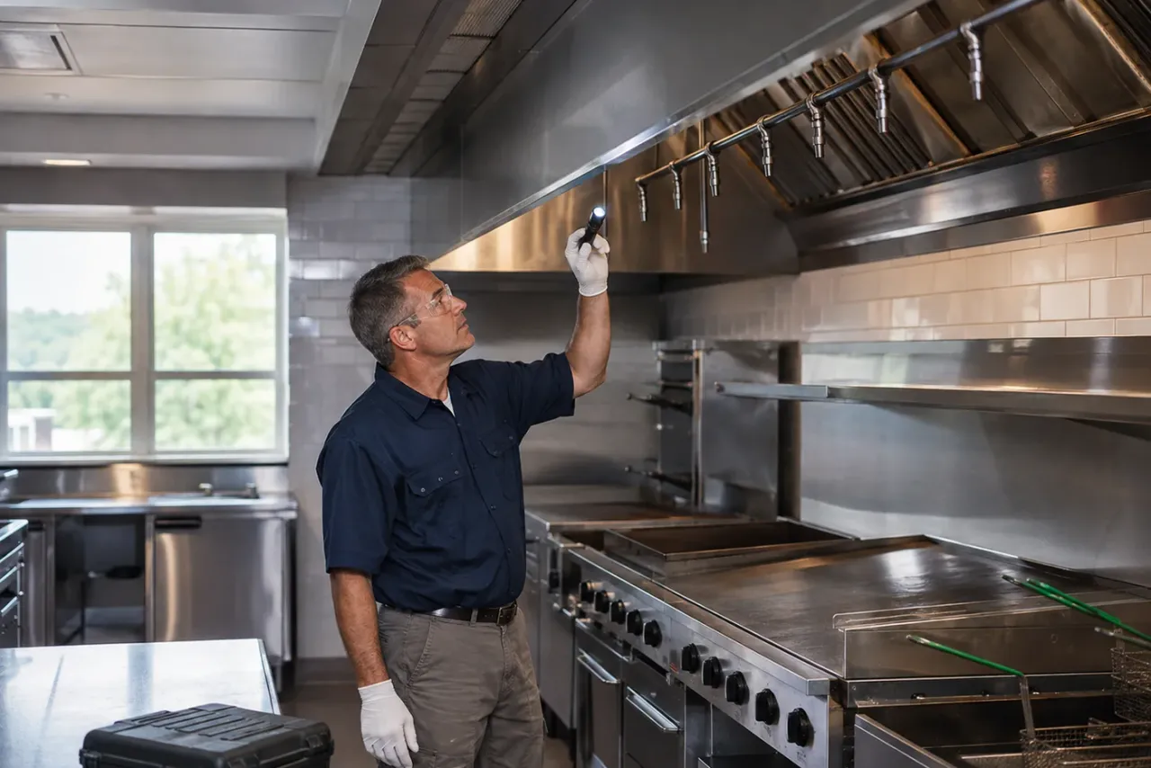 An independent fire-safety inspection professional reviewing job details