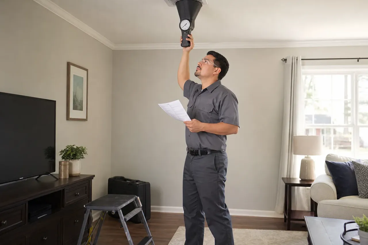 An independent HVAC contractor reviewing job details