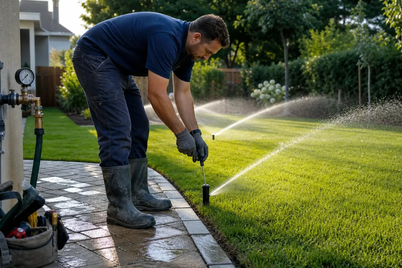 An independent irrigation professional reviewing job details
