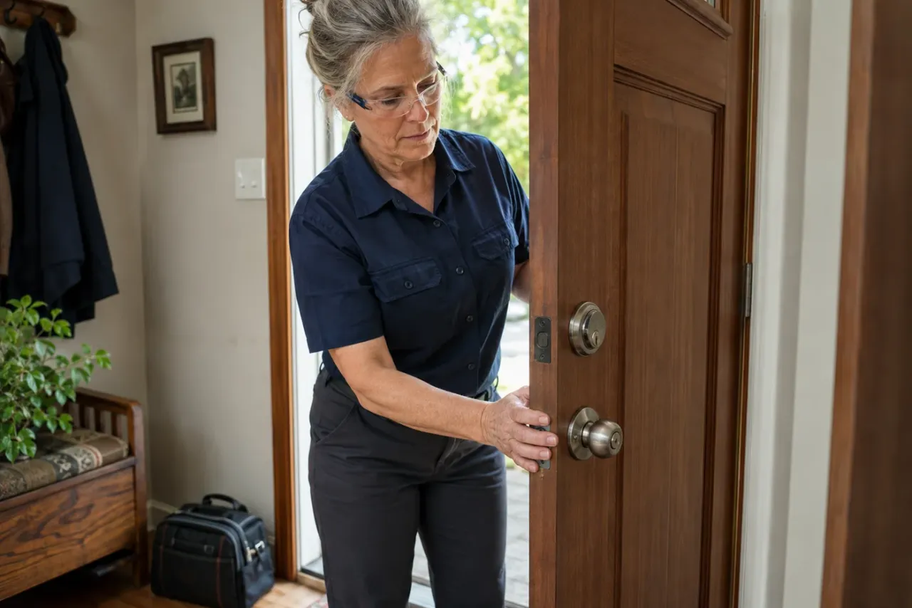An independent locksmith reviewing job details