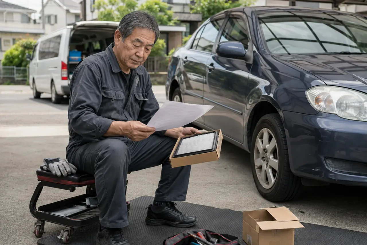 An independent mobile mechanic reviewing job details