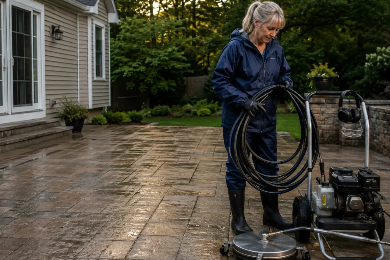 An independent pressure washing professional reviewing job details