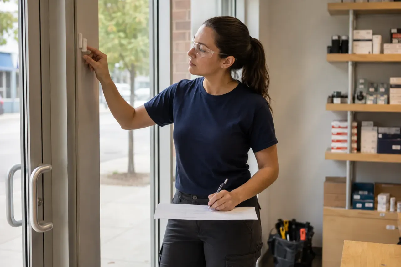 An independent security and low-voltage installer reviewing job details