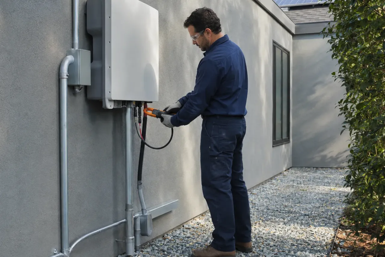 An independent solar service contractor reviewing job details