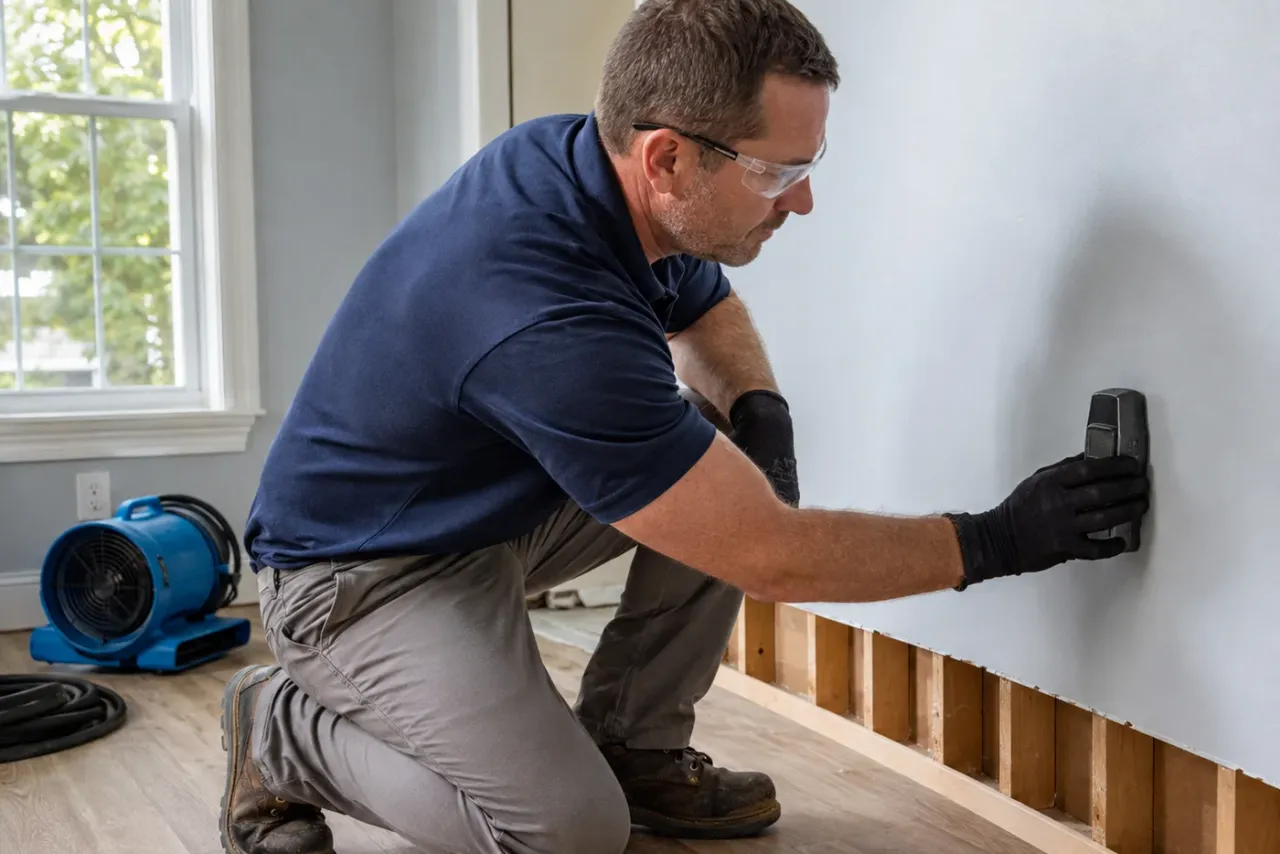 An independent water damage restoration professional reviewing job details