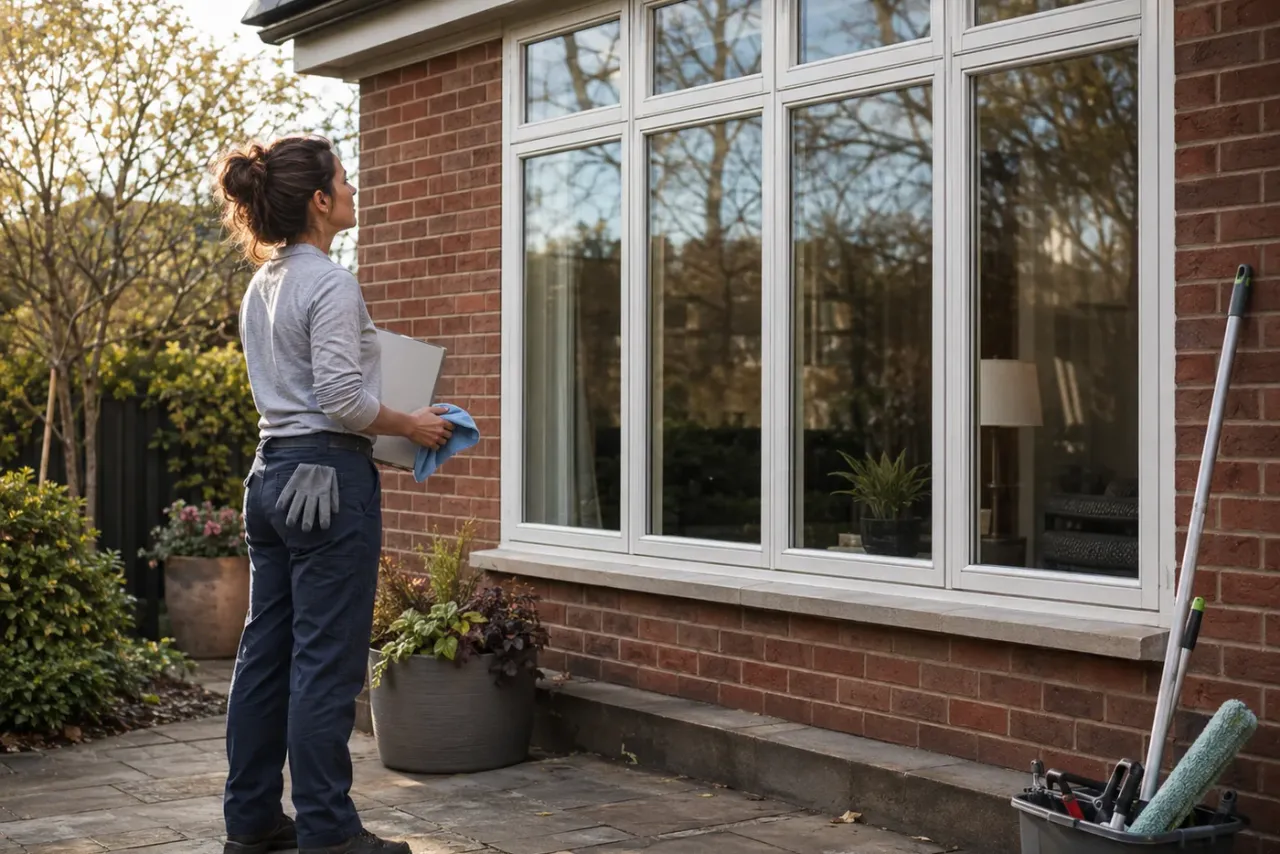 An independent window cleaning professional reviewing job details
