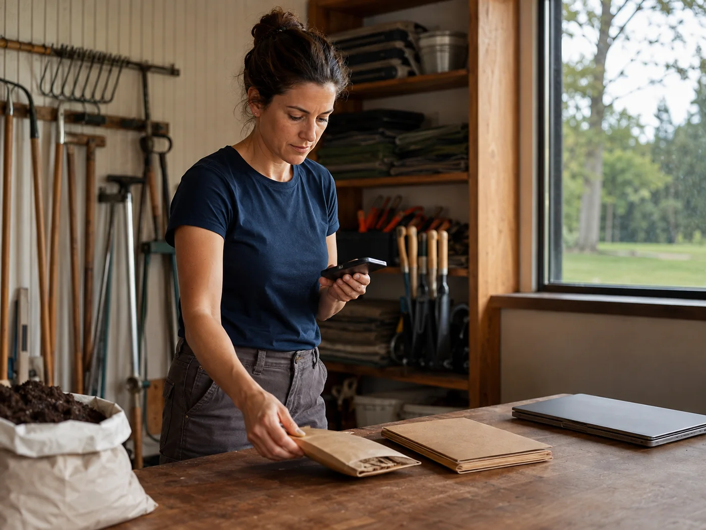 A solo contractor reviewing customer management