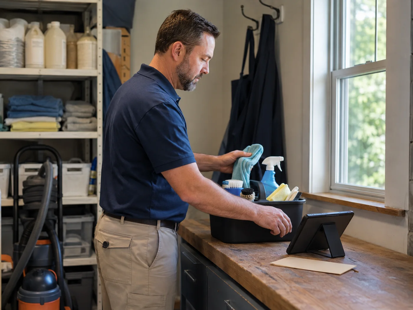 A solo contractor reviewing online booking