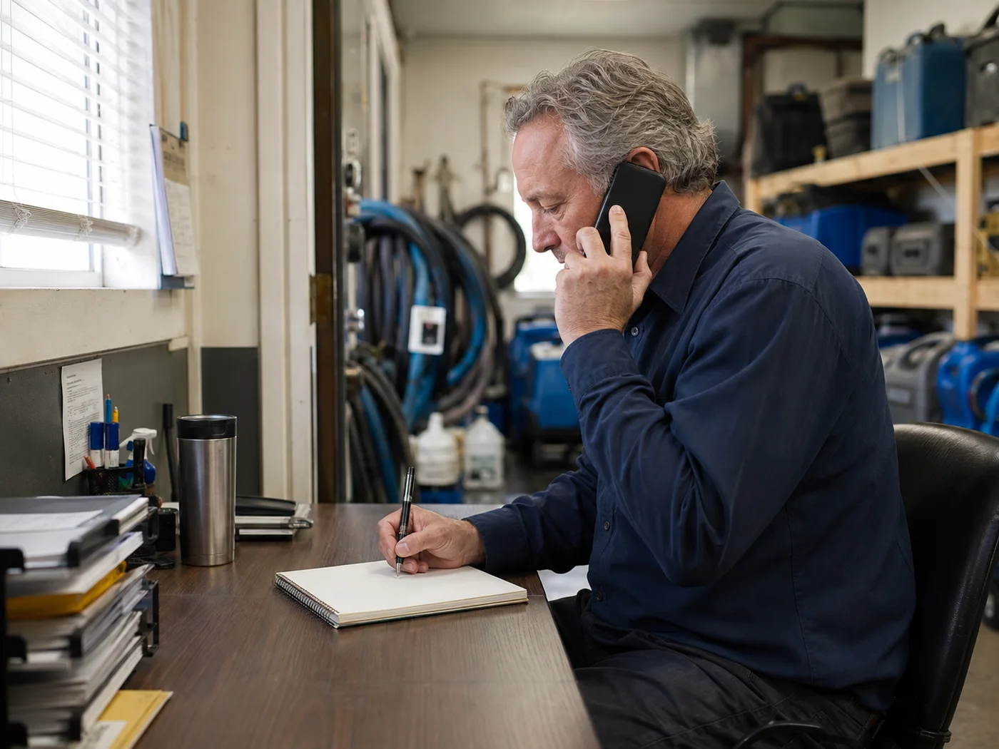 A solo contractor reviewing reviews and feedback